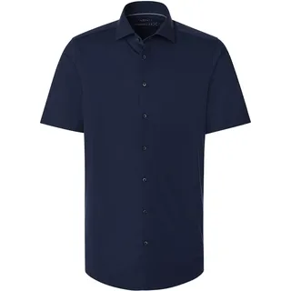 Businesshemd VENTI "VENTI Businesshemd Jerseyflex uni", Herren, Gr. 46, Normalgrößen, dunkelblau, 89% Baumwolle, 11% Elasthan, unifarben, schmal, Hemden