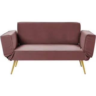 Beliani Schlafcouch Samt 2-Sitzer Rosa