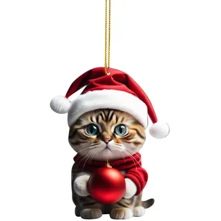 Weihnachtsbaum Deko Katzen Niedlicher Acryl Deko Weihnachten Lustige Weihnachtskugeln Weihnachtsbaum Basteln Weihnachten Baumkugeln Christbaumschmuck Weihnachtsschmuck Auto Anhänger (01-E, One Size)