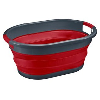 Westmark Wäschekorb rot, faltbar, mit 2 Griffen, Kunststoff und Gummi, 53,5 x 24 x 38 cm, 24 Liter