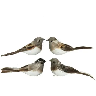 Decoris season decorations Tierfigur, Vögel mit Federn auf Clip 11x4x4cm 2er Set sortiert braun