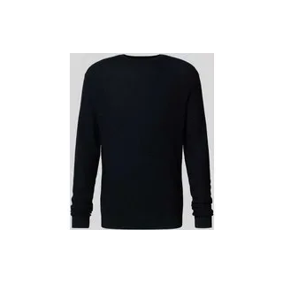 Strickpullover mit gerippten Abschlüssen, Marine, L