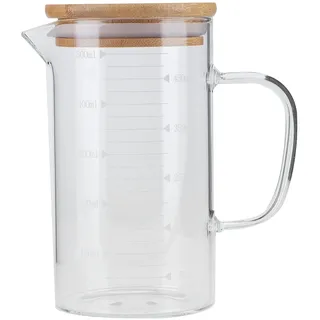 Messbecher aus Borosilikatglas mit Deckel, Hitzebeständiger Wasserbecher für Heiße und Kalte Getränke, Kochender Tee, Kaffee und Wasser (500 ml)