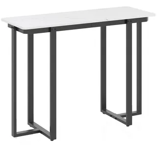 COSTWAY Konsolentisch (1-St), Eingangstisch Marmor mit geometrischem Metallrahmen gold schwarz