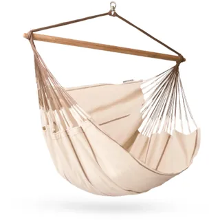 La Siesta®- Habana Hängesessel Kingsize Size für Entspannung & Stil: 360° Drehgelenk, hochwertiges Bambusholz- GOTS-zertifizierte Baumwolle.(Nougat)