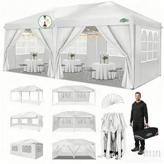 cobizi Faltpavillon 3 x 6 m inkl. 6 Seitenteile Weiß