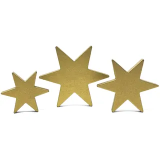 Oblique Unique® Holz Sterne 3er Set Holzdeko Holzstern Dekosterne zum Hinstellen für Weihnachten Weihnachtsdeko Tischdeko aus Echtholz (Gold)