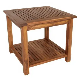 Terrassentisch klein Montpellier - 50 x 50 x 45 cm - (B x T x H) - Beistelltisch aus geöltem Akazienholz - mit Zwischenablage - witterungsbeständig