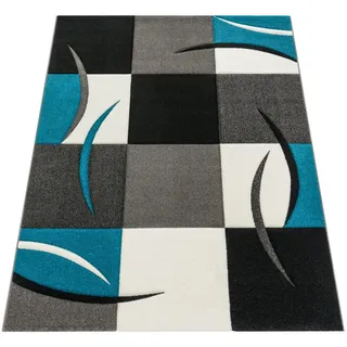 KADIMA DESIGN Kurzflorteppich,, kariert, Florhöhe: 12 mm, Türkis 120 x 170 cm