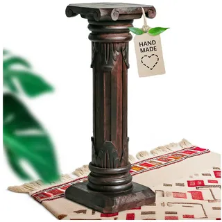 livasia Dekosäule Balinesische Säule aus Holz mit Schnitzerei, antik, handgefertigt braun 60 cm