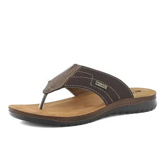 inblu Flip-Flops für Herren aus Kunstleder mit gepolstertem Echtleder-Fußbett, braun, 44 EU - 44 EU