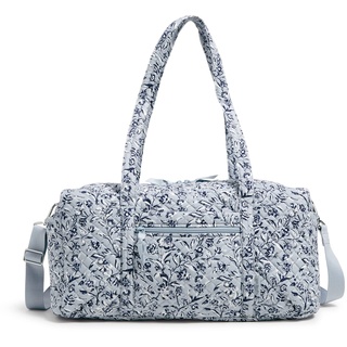 Vera Bradley Damen Reisetasche aus Baumwolle, Größe M, Stauden Grau – recycelte Baumwolle, Einheitsgröße