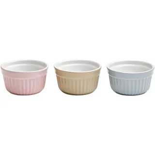 Backform VAN WELL "Ragout-Förmchen, Ø 10 cm, aus Steingut, rosa/beige/grau, 3er-Set", bunt (mehrfarbig), Ø:10cm, Steingut, Küchenformen, backofenfest bis 280 C, spülmaschinenfest