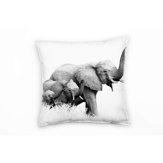 Paul Sinus Art Tiere, Elefanten, grau, weiß Deko Kissen 40x40cm für Couch Sofa Lounge Zierkissen - Dekoration zum Wohlfühlen