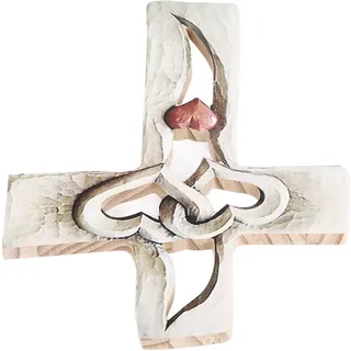 TOPINCN Geschnitztes Holzkreuz mit Verschlungenen Herzen Holz 0x0 cm