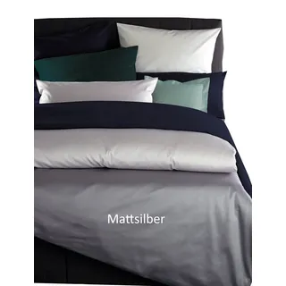 Curt Bauer Mako Satin Bettwäsche Uni Größe 155x220+80x80 cm Farbe 3616 Mattsilber