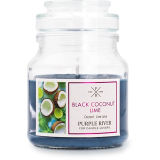Purple River Duftkerze im Glas klein | Duftkerze Sojawachs | Black Coconut Lime (113g) | Duftkerze Kokos | Kleine Kerze im Glas mit Deckel | Duftkerze Limette