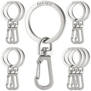 FABACH Karabiner mit drehbarem Schlüsselring - abnehmbare Karabinerhaken Schlüsselringe - Stabile Mini Schlüssel Karabiner Haken als Schlüsselhalter und zum Basteln