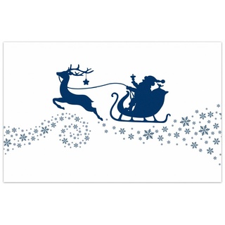 Teppich Weihnachtsmann auf seinem Schlitten mit Rentier, Wallario, rechteckig, rutschfest blau 90 cm x 140 cm