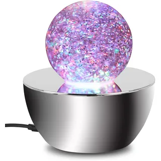 B.K.Licht Tischlampe RGB Glitzerkugel Chrom 1