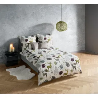 FLEURESSE Mako-Satin Bettwäsche Roosendaal Bunt 155 x 220 cm + 80 x 80 cm