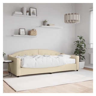 vidaXL Bett Tagesbett mit Matratze Creme 90x200 cm Stoff weiß 200 cm x 90 cm