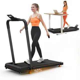 UMAY Laufband Heimbüro-Schreibtischlaufbänder, kompakte Desktop-Laufbänder (mit geneigten tragbaren Laufbändern, 2-in-1-Laufbänder zum Gehen, Laufen und Joggen, mit einer Gewichtskapazität von 120KG) schwarz