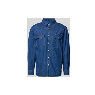 Jeanshemd mit Brusttaschen, Jeansblau, S