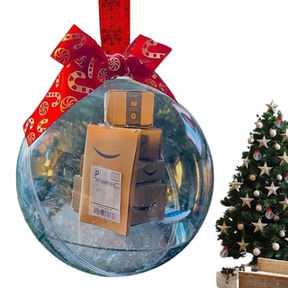 Klare Weihnachtskugeln zum Basteln | 3,5-Zoll-Weihnachtskugel-Nachfüllung, transparente, befüllbare Weihnachtskugeln | Befüllbare Weihnachtsbaumkugel mit Schleifenknoten, Mini-Express-Box Ngumms