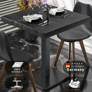 PMD | Bistro Baumkanten Tisch | Quadratisch | 60 x 60 x 77 cm | Wenge Schwarz / Schwarz