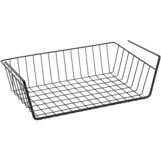 RICOO Einhängekorb Schrank KR001B Schrankkörbe Unterregal Hängekorb Regal Schrankkorb zum Einhängen Regaleinhängekorb Drahtkorb Gitterkorb Aufbewahrungskorb Metall Korb zum Aufhängen schwarz
