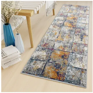 Tapiso Läufer LAZUR, rechteckig, Höhe: 8 mm, Meterware Kurzflor Flur Wohnzimmer Schlafzimmer Modern Meliert gelb|grau 70 cm x 130 cm x 8 mm