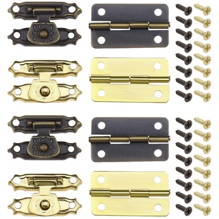 SG Store 36 Stück Antike Bronze Hasp Latches Mini Scharniere mit Schrauben Mini Schrank Riegel Haspen Dekorative Zubehör für Schmuckschatulle Geschenkbox Puppenhaus