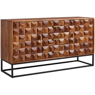 KADIMA DESIGN Sideboard, Braun, Metall, Echtholz, 3 Schubladen, Rechteckig, Gittergestell, 145x81x45 cm, | Sideboards, Sideboards