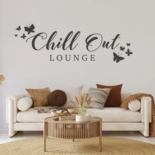 tjapalo® s-pkm442 wandtattoo chillout lounge Wandtattoo Wohnzimmer Spruch Wandsticker Wohnzimmer modern Wandtatoo Badezimmer Wellness viele Farben, Größe: B58xH20, Farbe: beige