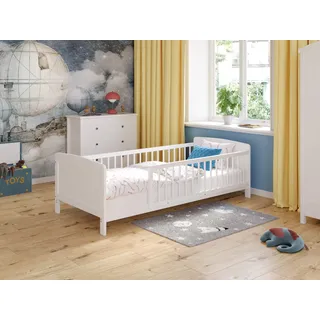 Love For Sleep Babybett Beistellbett 160x80cm mit Sicherheitsbarriere Umwandelbar Weiß Zane Kinderbett Baby Bett Holz - Kinderbett Babybett, Mitwachsend Gitterbett Baby Bed