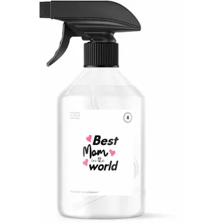 BOHORIA® Raumspray 500 ml – Geschenk mit Spruch „Best Mom in the World“ – Frische Wäsche Duft – Raumduft Spray als Geschenk für Mama & Muttertag (Best Mom in the World, 500 ml)