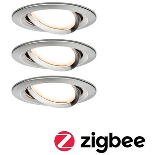 LED Einbauleuchte Smart Home Zigbee Nova Plus Coin Basisset schwenkbar rund 84mm 50° Coin 3x6W 3x470lm 230V dimmbar 2700K Eisen gebürstet
