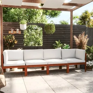The Living Store 4-Sitzer-Gartensofa mit Kissen Massivholz Akazie - Creme