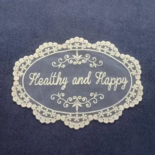 Blausky 2 Stück Oval Spitzendeckchen,Retro Bestickt Untersetzer Blume Matte Spitze Platzset Tischsets Tischmatte Tassenmatte Deckchen Vasenmatte für Tisch Hochzeit Heimdekoration 17x24cm,Beige