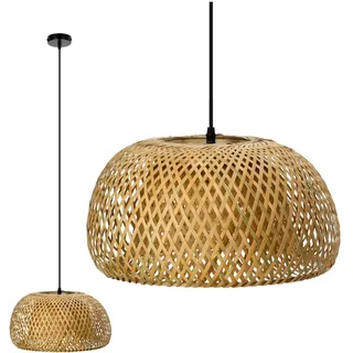 ekobi Hängelampe Rattan-Pendelleuchte im Boho-Stil E27 Bambus Wohnzimmer Pendelleuchte Rattan Esstisch Esszimmer Lampe Hängeleuchte Farbe: Natur (BAKU M)