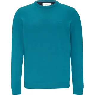 s.Oliver Baumwollpullover mit Logo-Stickerei - türkis - XXL
