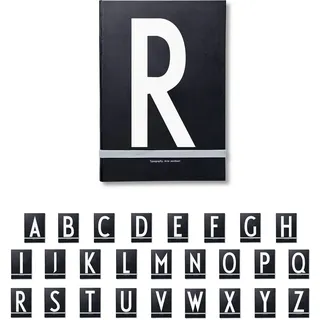 Design Letters Buchstaben Notizbuch A5 A-Z Schwarz | Nutzen Sie das unlinierte Notizbuch als Bullet Journal, 2024 Planer | Notizbuch A5 mit elastischem Verschlussband | 146 nummerierte Seiten