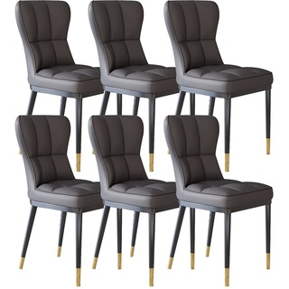 MZLaly Esszimmerstühle Aus Leder 6er Set,Moderne Wohnzimmer Akzent Stühle Mit Metallbeinen Für Büro Lounge Esszimmer Küche Schlafzimmer (Color : Grey)