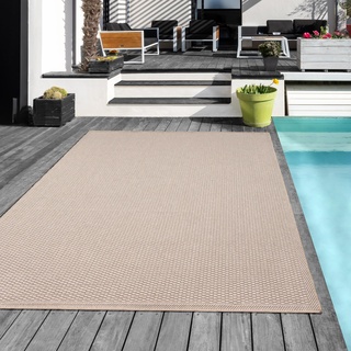 Mia ́s Teppiche Tulsa - Outdoor-Teppich für Terrasse und Balkon - Wetterfest, UV-Beständig, Wasserabweisend, Pflegeleicht, Robust und Strapazierfähig, Beige, 240 x 340 cm