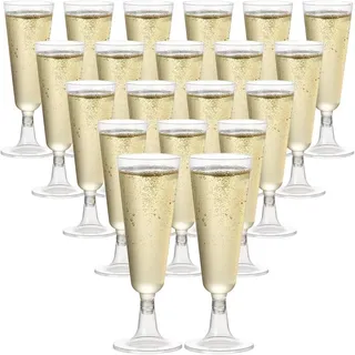 Plastik Sektgläser 160 ml, wiederverwendbar, 20er Pack, für Feste, Hochzeiten, Geburtstage
