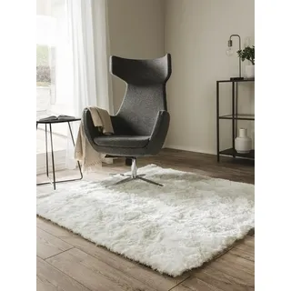 benuta Teppich Whisper, quadratisch, Höhe: 31 mm, Hochflorteppich Wohnzimmer, Schlafzimmer, Esszimmer, Flur, Weich weiß 150 cm x 150 cm x 31 mm