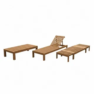 Axi Rowan 2-in-1 Gartenliege und Gartenbank aus Teak Holz | Teakholz Sonnenliege mit verstellbarer Rücklehne - 4 Positionen | Sonnenbett / Liege f... - Braun