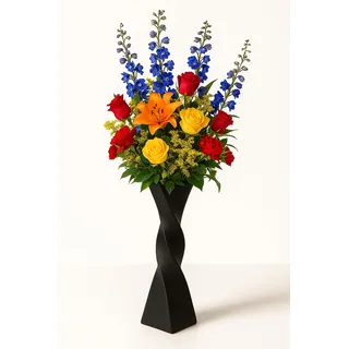 Schöne gedrehte Spiralvase aus Keramik, 40 cm hoch, schmal, schlank und elegant, Vasentopf für Wasser und Blumen/Pflanzen, moderne Heimdekoration, dreieckiger Sockel, dekorativ, geeignet für jeden