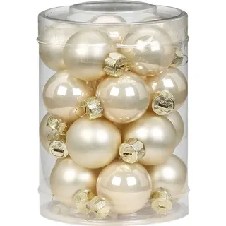 Weihnachtskugeln Glas 3cm, 20 Stück, Farbe:perle - champagner opal / matt
